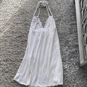 Absolutely Halter white Terry Beach Cover Up with lace